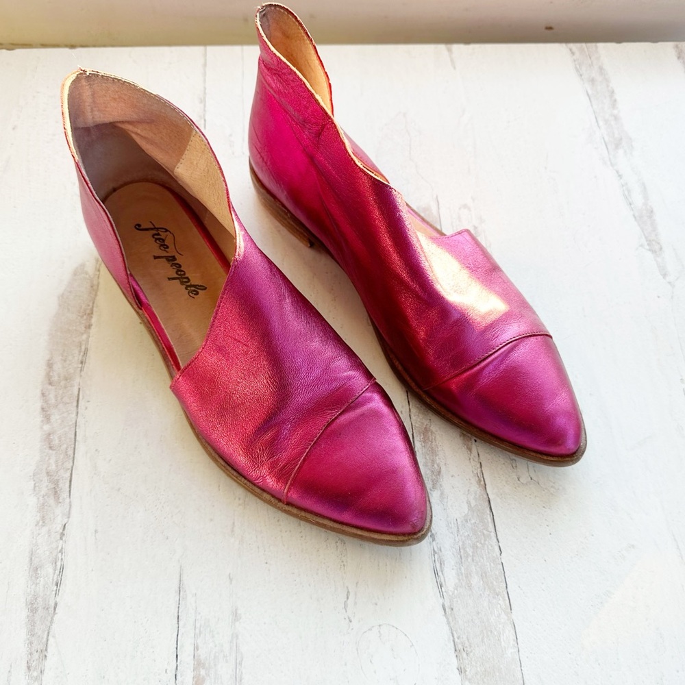 Free People Metallic Pink Leather D'Orsay Flats - Picture 2 of 16